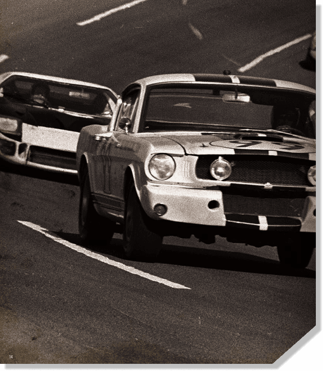 Shelby GT350 Mustangs racing on track